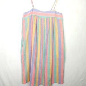 70s Vintage Sears Pastel Rainbow Casual Dress M